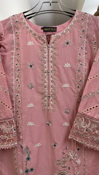 Pakistani Original Hayat Stitched Cotton 3Pcs _ Pink 